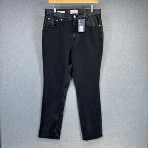 Universal Thread Jeans Holiday Mid-Rise Faux Leather 80's Slim Size 10 Black Mid